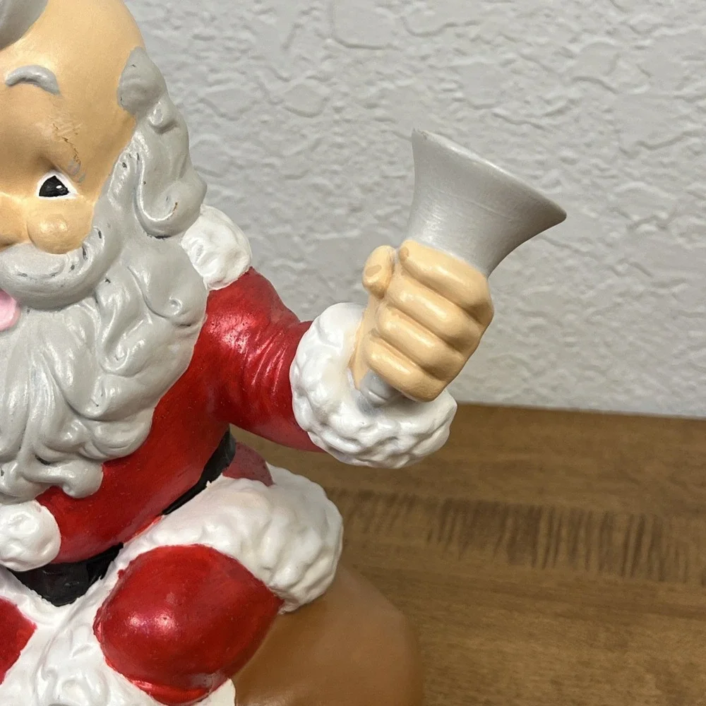 VTG Santa‎ Claus Atlantic Mold Ceramic Sitting on Sack W/ Wind Up Musical Box